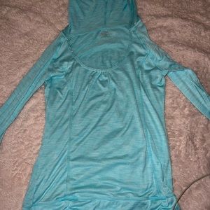 Baby blue work out long sleeve hooded top